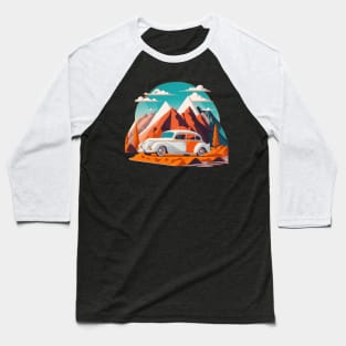 Retro Mountain sunset landscape Baseball T-Shirt